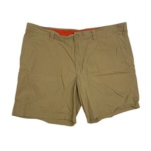 Columbia Washed Out Mens Chino Shorts Tan Cotton Flat Front Casual Size 40W 8L